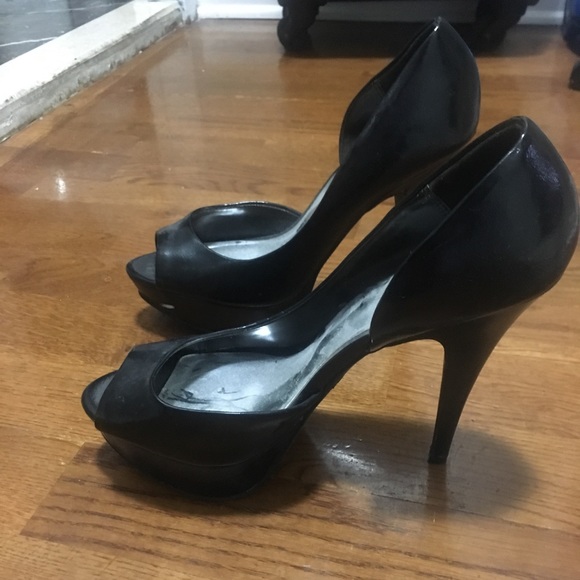 Black Platform Open Toe Heels - Picture 2 of 2